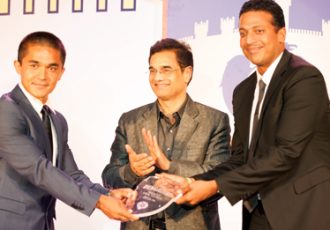 Sunil Chhetri, Dr. Vinod Nowal and Mahesh Bhupathi