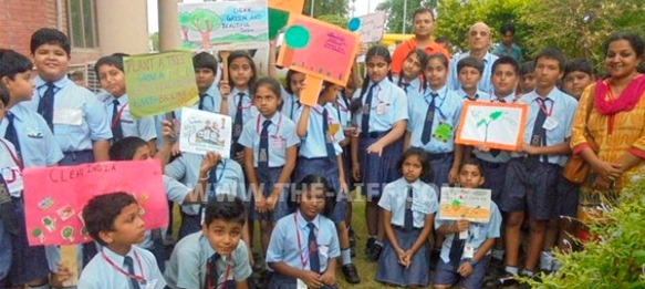 School children plant saplings at AIFF's Football House