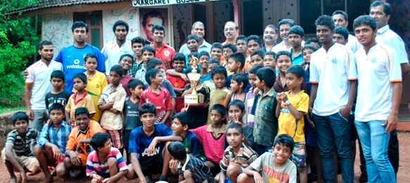 Sporting Clube de Goa players at the Margaret Bosco Bal Sadan Orphanage