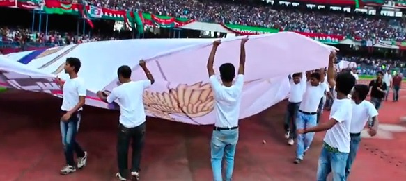 Atlético de Kolkata flag revealed at Kolkata Derby