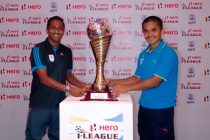 Clifford Miranda and Sunil Chhetri with the Hero I-League trophy