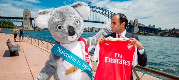 Sydney the Koala with Arsenal FC Chief Commercial Officer Vinai Venkatesham