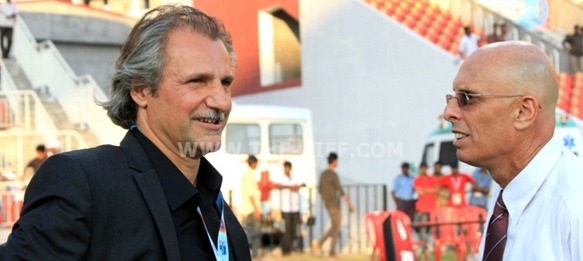 Afghanistan coach Peter Segrt and India coach Stephen Constantine