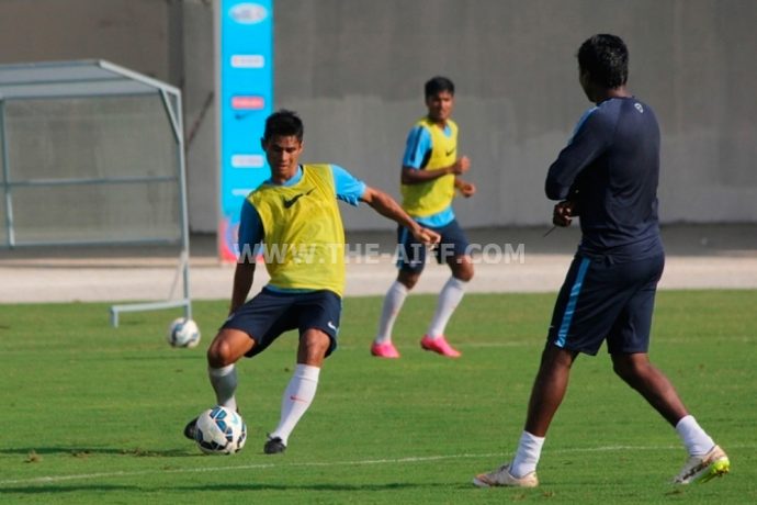India star Eugeneson Lyngdoh during a training session.