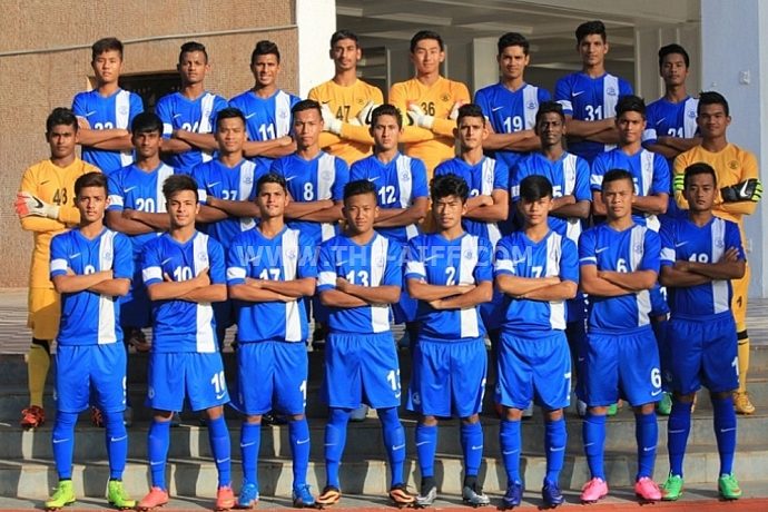 The India U-16 national football team pose for a group photo.