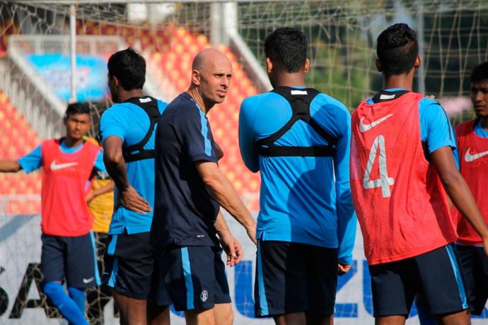 National coach Stephen Constantine during a India national team training session.