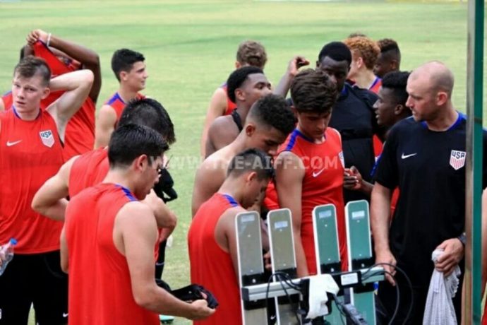 AIFF Youth Cup 2016: The United States U-17 team during a practice session