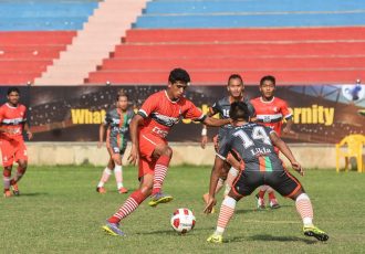 DSK Shivajians FC and NEROCA FC in action at the 2016 Durand Cup in New Delhi.