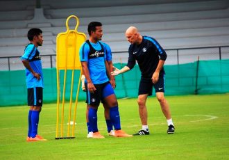 Indian national team coach Stephen Constantine during a training session.