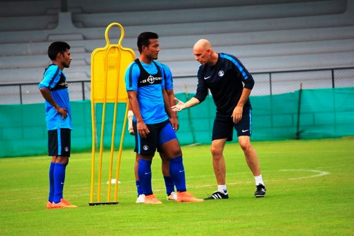 Indian national team coach Stephen Constantine during a training session.