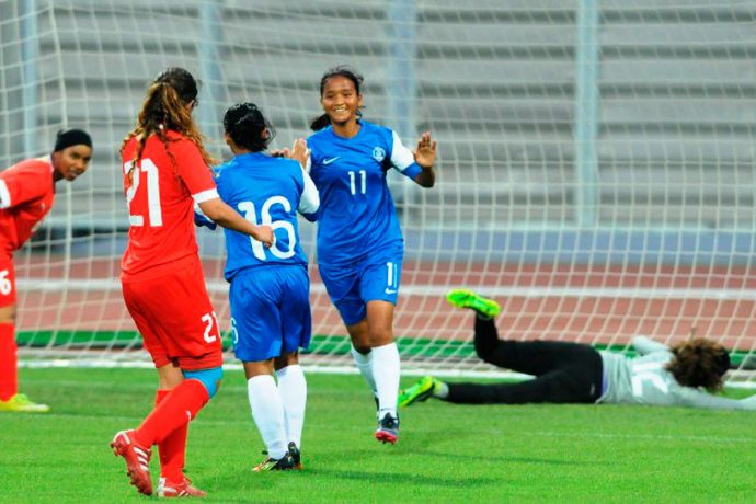 Indian Women's national team match action.