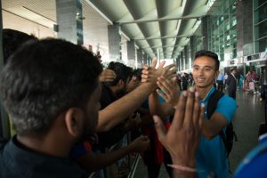 Bengaluru FC return home following their AFC Cup Final against Air Force Club in Doha. (Photo courtesy: Bengaluru FC)
