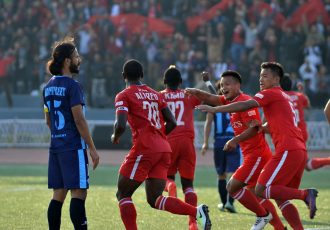 Match action during the I-League encounter Aizawl FC v Minerva Punjab FC. (Photo courtesy: I-League Media)