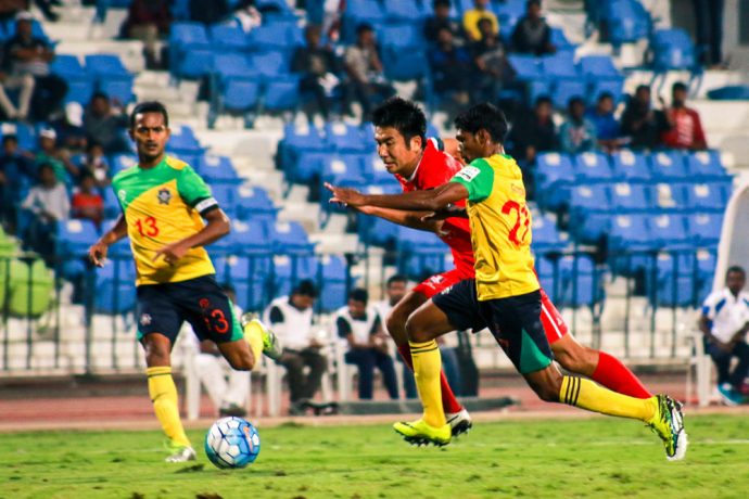 Match action during the I-League encounter DSK Shivajians FC v Chennai City FC. (Photo courtesy: I-League Media)