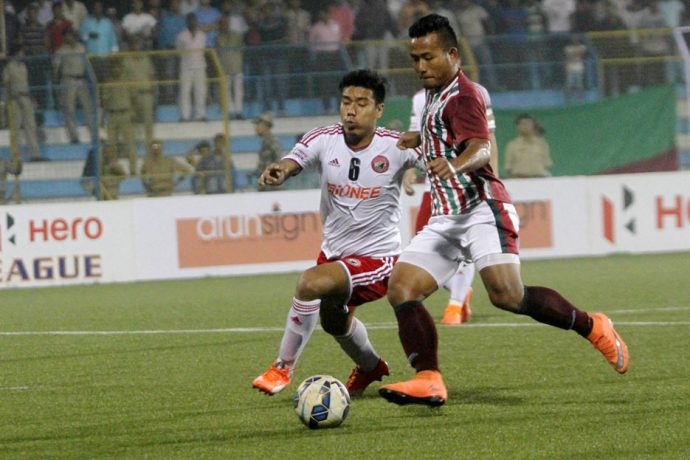 India and Mohun Bagan star Jeje Lalpekhlua in action against Shillong Lajong (Photo courtesy: Shillong Lajong FC)