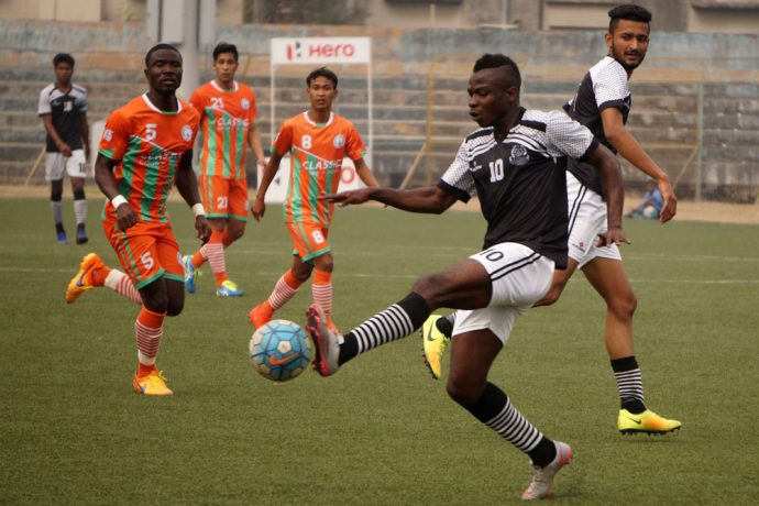 Match action during the Second Division League encounter Mohammedan Sporting Club v NEROCA FC. (Photo courtesy: Mohammedan Sporting Club)