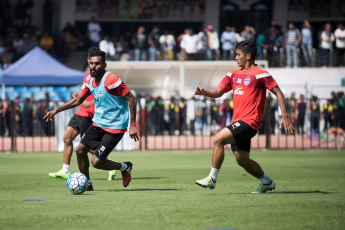Bengaluru FC striker CK Vineeth in training at the Bangalore Football Stadium, in Bengaluru (Photo courtesy: Bengaluru FC)