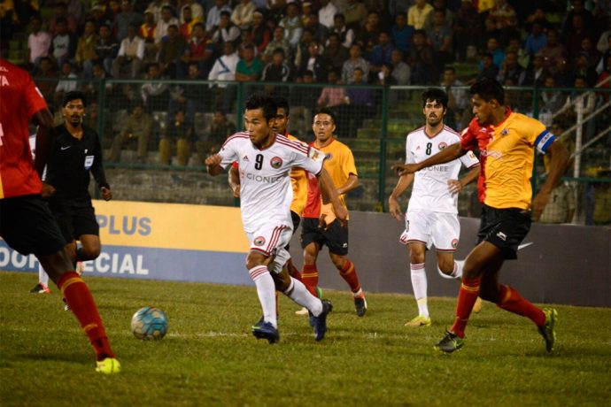 Match action during the I-League encounter East Bengal Club v Shillong Lajong FC (Photo courtesy: I-League Media)
