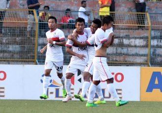 DSK Shivajians FC players celebrating a goal (Photo courtesy: I-League Media)