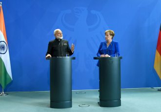 The Prime Minister, Shri Narendra Modi and the German Chancellor, Dr. Angela Merkel at the Joint Press Statements, in Berlin, Germany on May 30, 2017. (Photo courtesy: Press Information Bureau, Government of India)