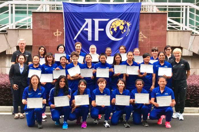 Participants of the first-ever AFC Women’s Coaching Tutors Course in Shanghai, China. (Photo courtesy: AIFF Media)
