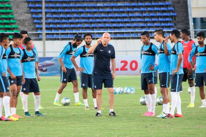Stephen Constantine during a training session with the Indian national team (Photo courtesy: AIFF Media)