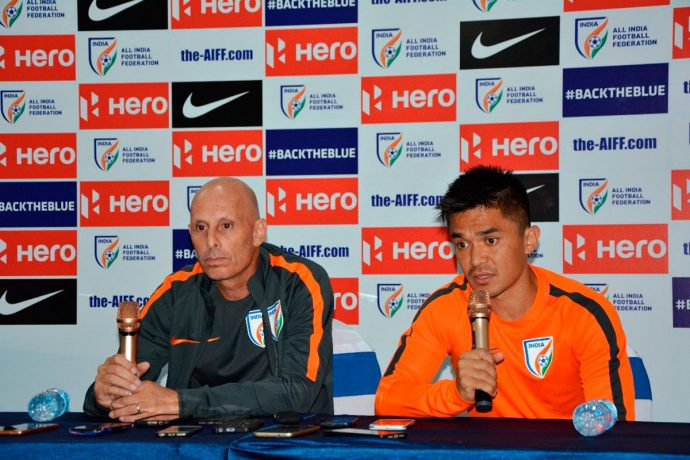 Indian national team coach Stephen Constantine and star striker Sunil Chhetri (Photo courtesy: AIFF Media)