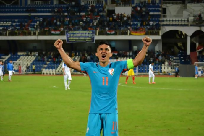 Indian national team star striker Sunil Chhetri (Photo courtesy: AIFF Media)