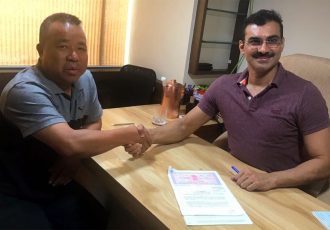 Robert Royte, Owner & President, Aizawl FC and Bollywood film producer Tarun Rathi, Owner & Director of Rajnandini Entertainment Limited (Photo courtesy: Aizawl FC)