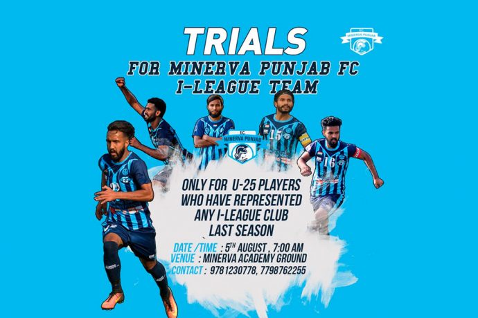 Minerva Punjab FC to hold trials for their I-League team on August 5