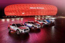 Four Audi Q2 cars sporting the colors of the clubs advertise the Audi Cup (Photo courtesy: AUDI AG)