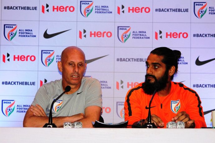 India coach Stephen Constantine and Sandesh Jhingan (Photo courtesy: AIFF Media)