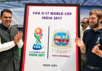 Maharashtra CM Devendra Fadnavis launches Navi Mumbai's FIFA U-17 World Cup India 2017 Host City Logo (Photo courtesy: FIFA U-17 World Cup India 2017 LOC)
