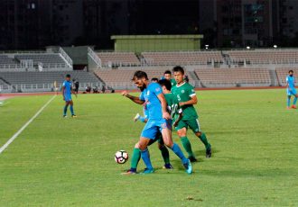 India striker Balwant Singh in action against Macau in the AFC Asian Cup UAE 2019 Qualifiers. (Photo courtesy: AIFF Media)