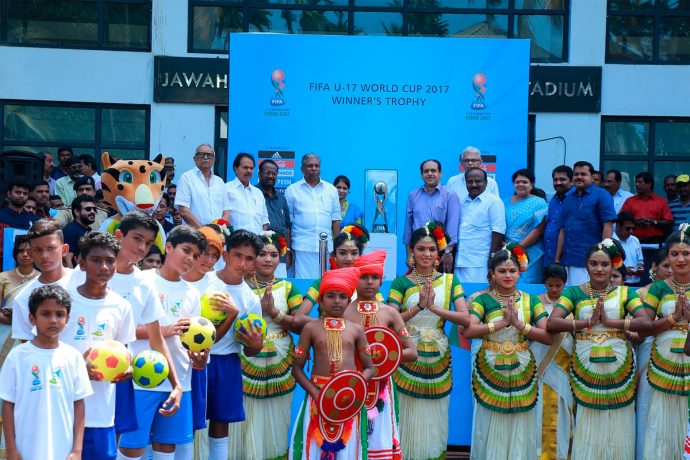 FIFA U-17 World Cup Winner’s Trophy unveiled in Kochi (Photo courtesy: FIFA U-17 World Cup India 2017)