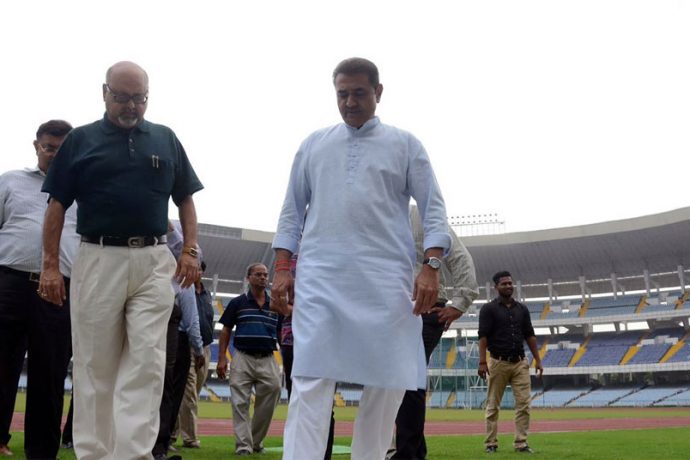 AIFF President Praful Patel takes a tour of Saltlake Stadium in Kolkata (Photo courtesy: AIFF Media)