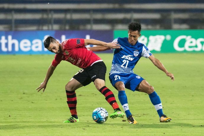 Udanta Singh battles for possession during the AFC Cup Inter-Zone Final played between Bengaluru FC and FC Istiklol of Tajikistan at the Kanteerava Stadium, in Bengaluru. (Photo courtesy: Bengaluru FC)