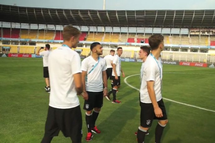 VIDEO: Germany U-17s visit to the Jawaharlal Nehru Stadium in Margao (Photo courtesy: Screenshot - DFB TV)