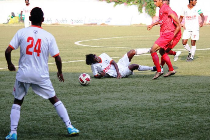 Panjim Footballers and Churchill Brothers Sports Club played a 1-1 draw in a GFA Goa Professional League. (Photo courtesy: Goa Football Association)
