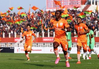 NEROCA FC players celebrating a goal (Photo courtesy: I-League Media)