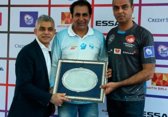 Sanjiv Saran Mehra (Saran Sports) felicitated by the Mayor of London Sadiq Khan (Photo courtesy: Saran Sports)