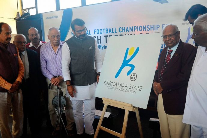 Karnataka State Football Association launch new logo ahead of Santosh Trophy qualifiers. (Photo courtesy: KSFA)