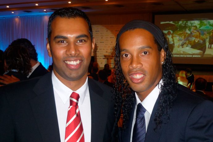Chris Punnakkattu Daniel and Ronaldinho Gaúcho at the Golden Foot Award 2009 in Monte Carlo.