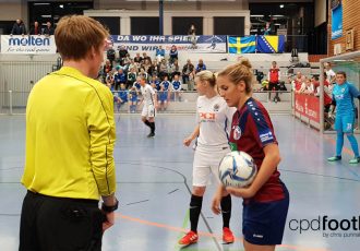 Day 1: Jennifer Cramer (Turbine Potsdam) in action against AC Sparta Praha at "Weltklasse 2018" - 38. Internationales Frauenfußball-Hallenturnier des TuS Jöllenbeck