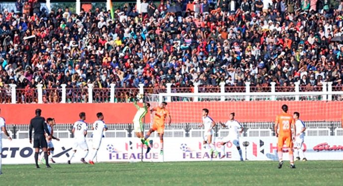 Subash Singh strikes twice for NEROCA FC to nullify gritty Indian Arrows (Photo courtesy: AIFF Media)
