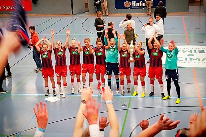 German Women's Bundesliga side 1. FFC Turbine Potsdam have won the the prestigious 38th "Weltklasse" International Women's Indoor Tournament 2018 ("Internationales Frauen-Hallenfußball-Turnier um den Pokal der Sparkasse Bielefeld") in Bielefeld (Photo courtesy: CPD Football)