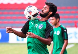 Bengaluru FC midfielder Alwyn George in training at the National Stadium, in Male, Maldives. (Photo courtesy: Bengaluru FC)