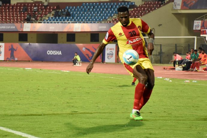 Gokulam Kerala FC's Ugandan striker Henry Kisseka during in action at the Hero Super Cup (Photo courtesy: AIFF Media)