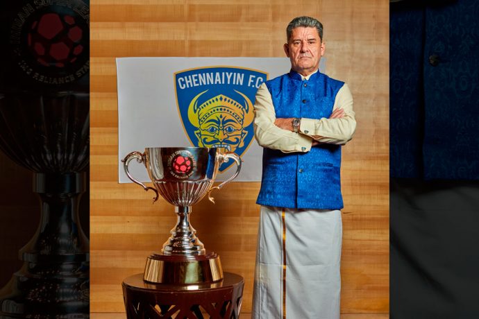 Chennaiyin FC head coach John Gregory with the Indian Super League (ISL) trophy. (Photo courtesy: Chennaiyin FC)