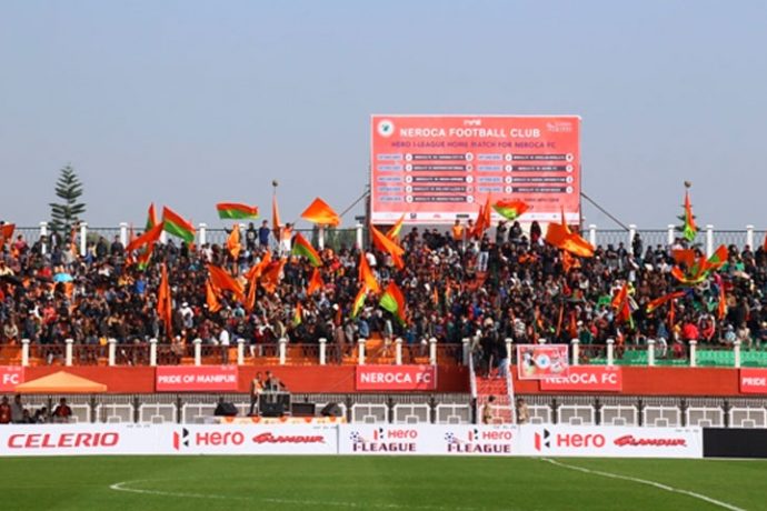 NEROCA FC fans at an I-League encounter in Imphal (Photo courtesy: I-League Media)